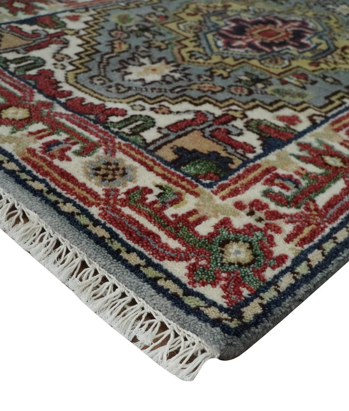 12 feet runner Mustard, Charcoal and Ivory Hand knotted Traditional wool Area Rug - The Rug Decor