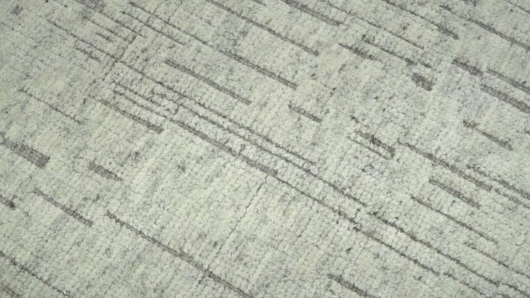 8x10 Hand Knotted Woolen Modern Contemporary Beige and Gray Tribal Area Rug | TRDCP637810