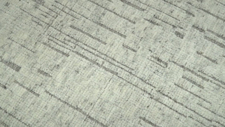 8x10 Hand Knotted Woolen Modern Contemporary Beige and Gray Tribal Area Rug | TRDCP637810