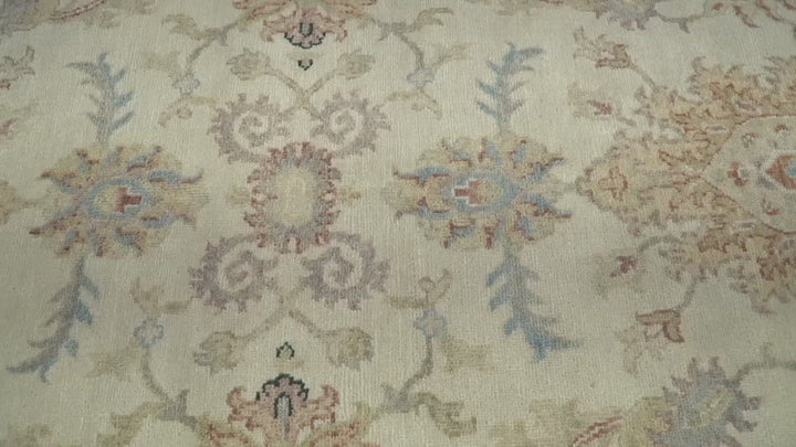 Antique Fine 8x10 Hand Knotted Ivory and Beige Traditional Vintage Persian Wool Rug | TRDCP717