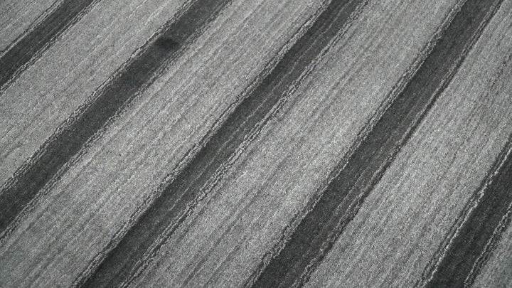 Modern Scandinavian Stripes Style 5x7 Silver and Gray Wool Hand Woven Area Rug | HL11