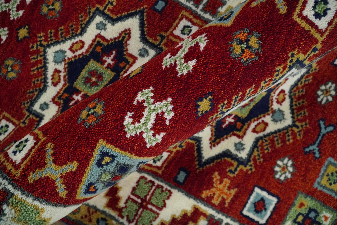 2.9x8 Hand Knotted Antique Kazak Runner Blue and Rust Traditional Tribal Armenian Rug | KZA6 - The Rug Decor