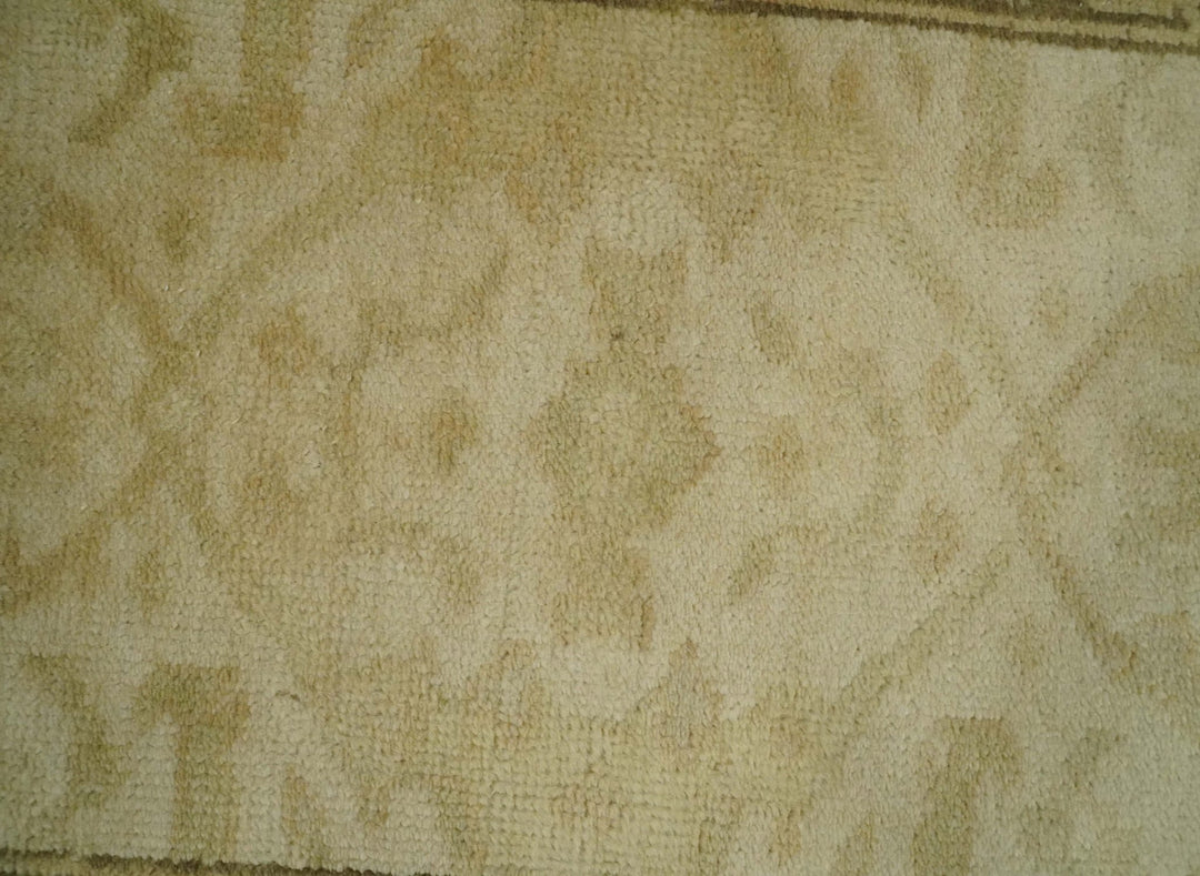 2x3 Hand Knotted Beige and Olive Traditional Persian Oushak Wool Rug | N323 - The Rug Decor