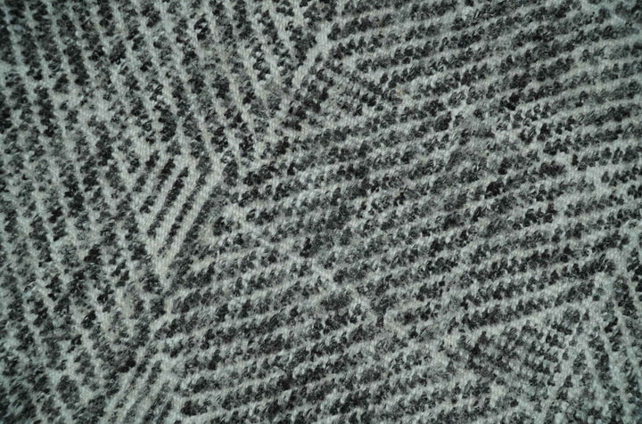 2x3 Hand Knotted Ivory and Charcoal Geometrical Design Wool Area Rug - The Rug Decor
