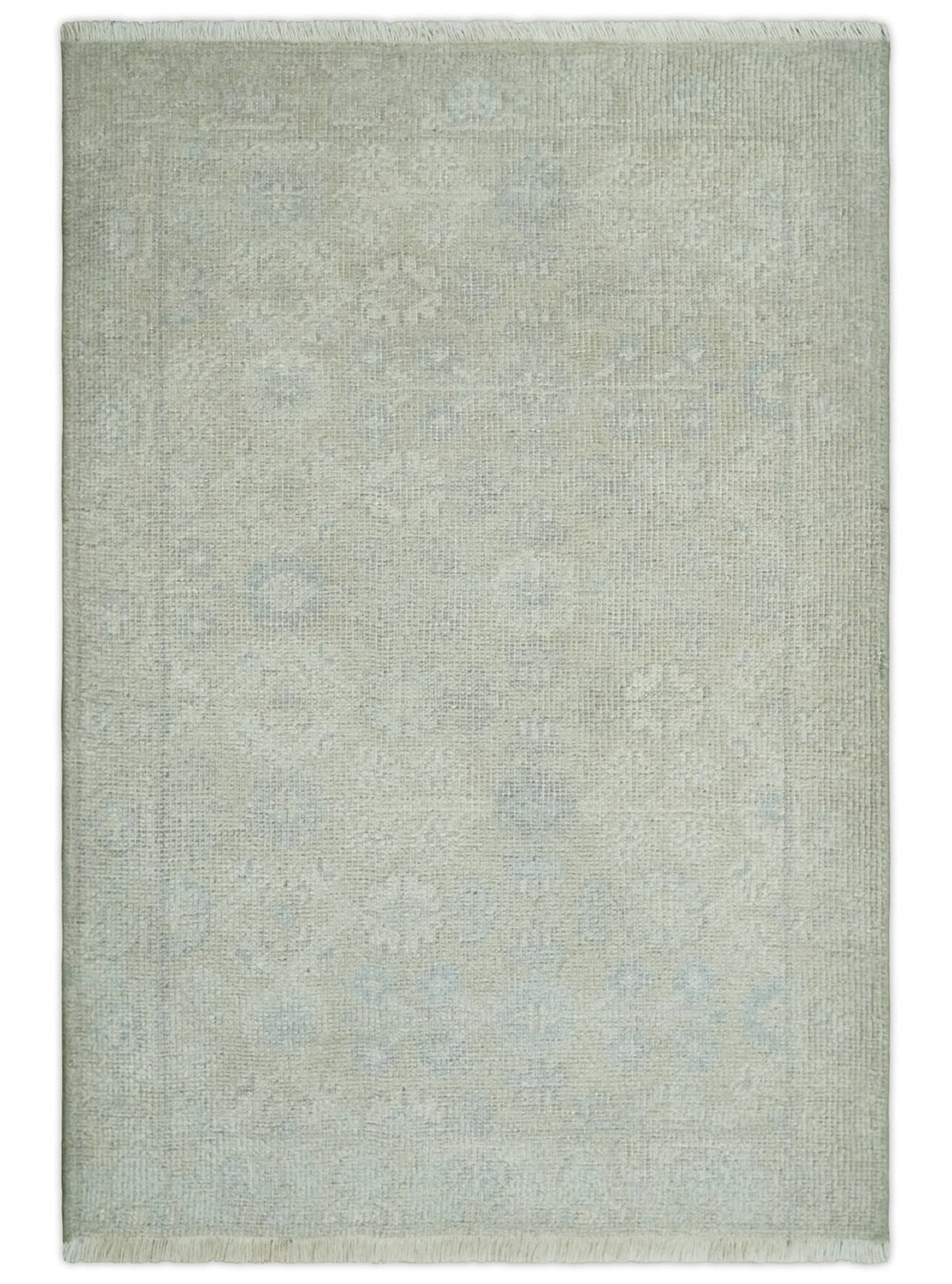 2x3 Hand Knotted Ivory and Gray Traditional Persian Oushak Wool Rug | N723 - The Rug Decor