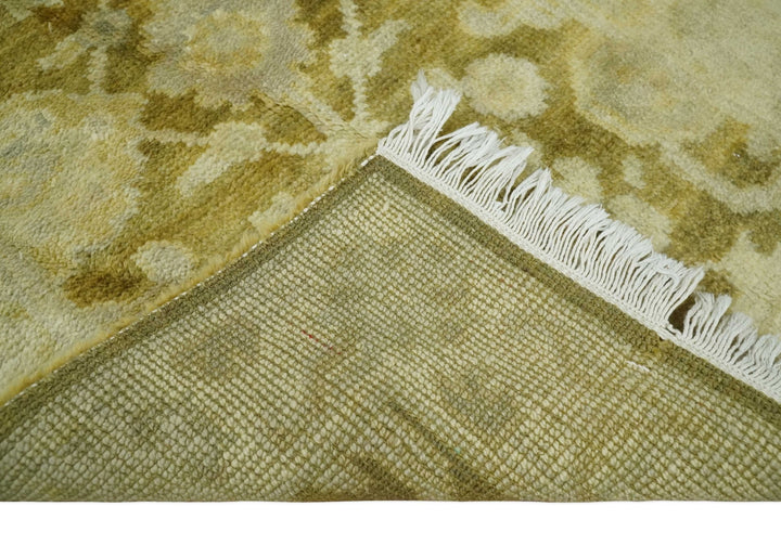 2x3 Hand Knotted Olive, Beige and Gray Traditional Persian Oushak Wool Rug | N423 - The Rug Decor