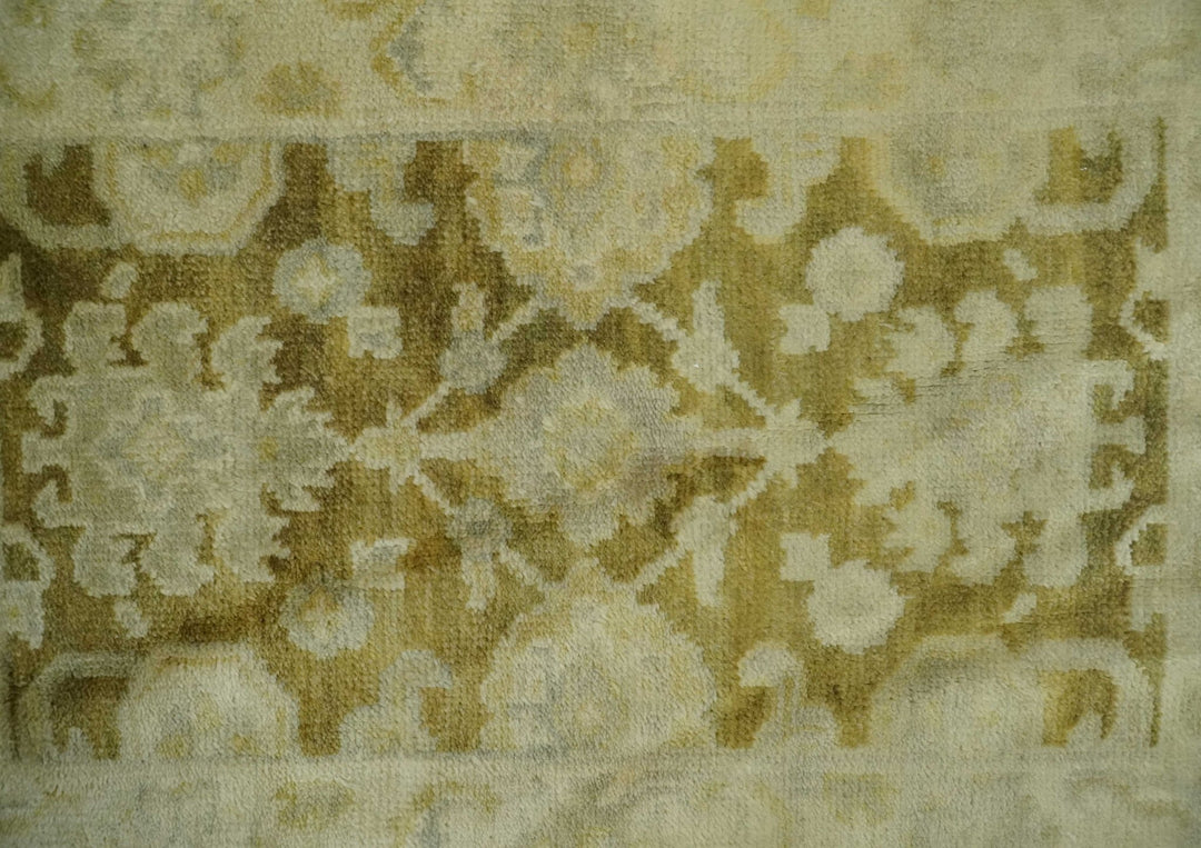 2x3 Hand Knotted Olive, Beige and Gray Traditional Persian Oushak Wool Rug | N423 - The Rug Decor