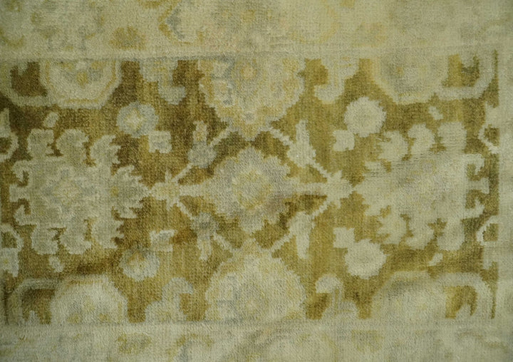 2x3 Hand Knotted Olive, Beige and Gray Traditional Persian Oushak Wool Rug | N423 - The Rug Decor