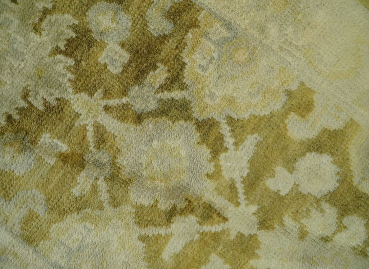 2x3 Hand Knotted Olive, Beige and Gray Traditional Persian Oushak Wool Rug | N423 - The Rug Decor
