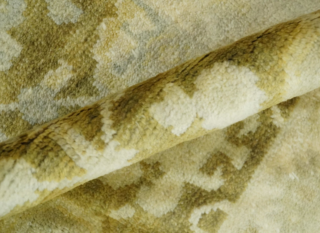 2x3 Hand Knotted Olive, Beige and Gray Traditional Persian Oushak Wool Rug | N423 - The Rug Decor
