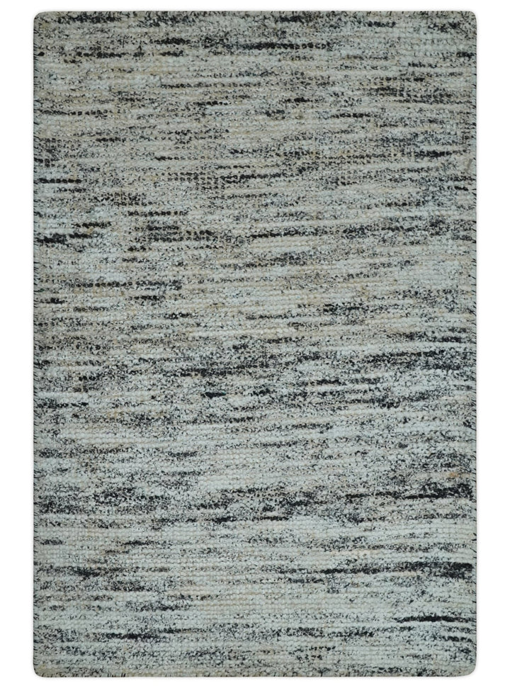 2x3 Modern Abstract Charcoal and Silver Rug made with Art Silk | N4923 - The Rug Decor