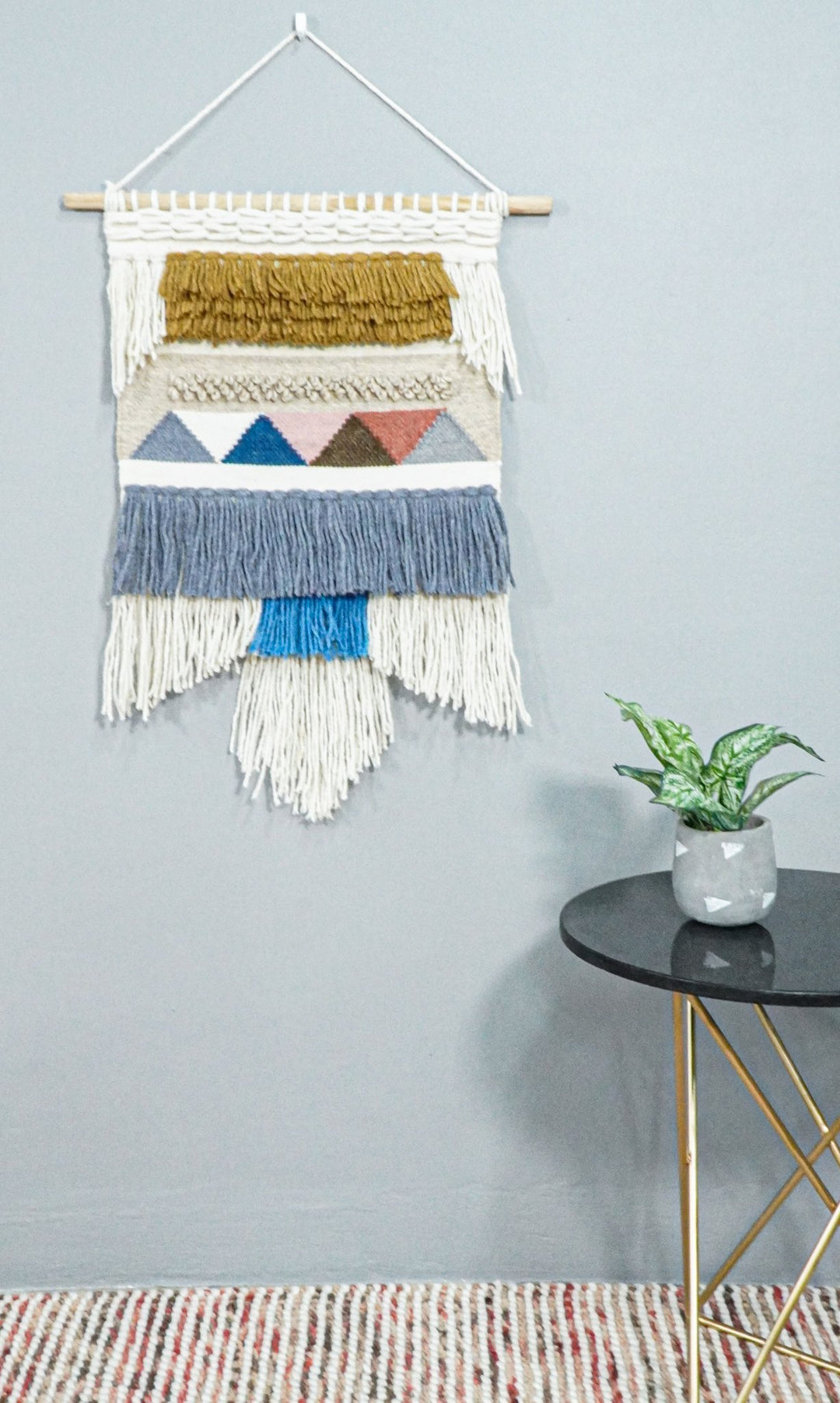 2x3 Wool Hand Woven Gray, White and Brown Boho Wall Hanging | WH5 - The Rug Decor