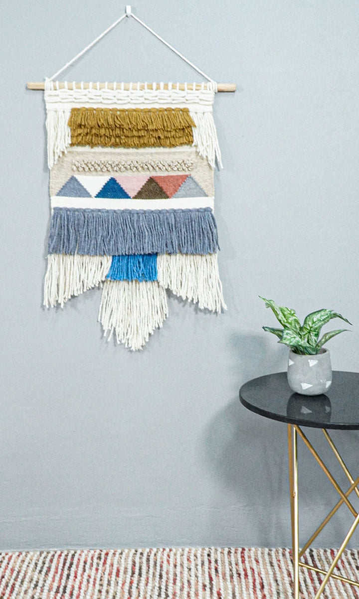 2x3 Wool Hand Woven Gray, White and Brown Boho Wall Hanging | WH5 - The Rug Decor