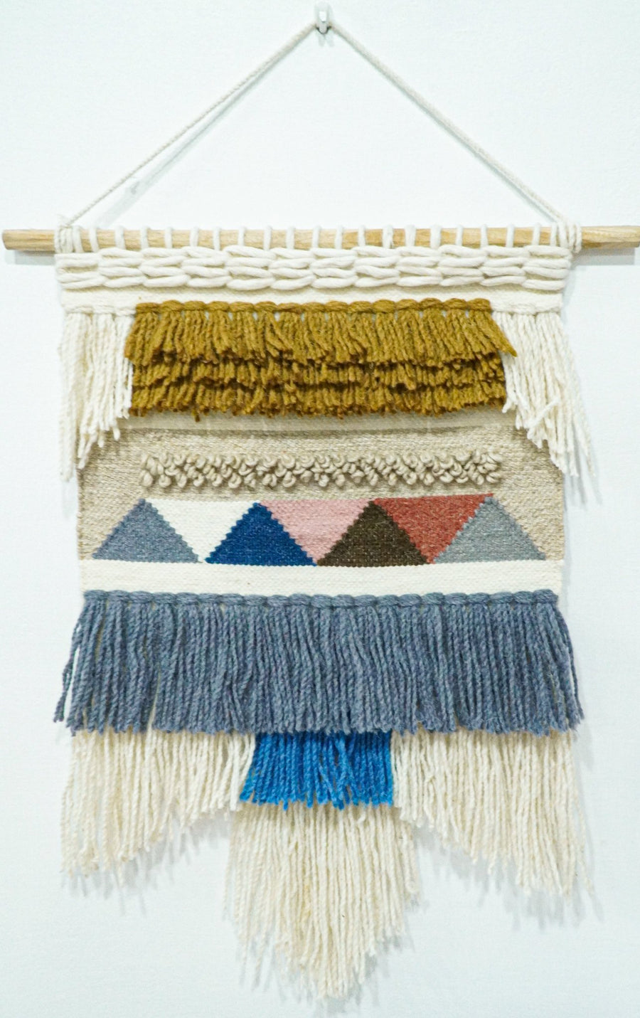 2x3 Wool Hand Woven Gray, White and Brown Boho Wall Hanging | WH5 - The Rug Decor