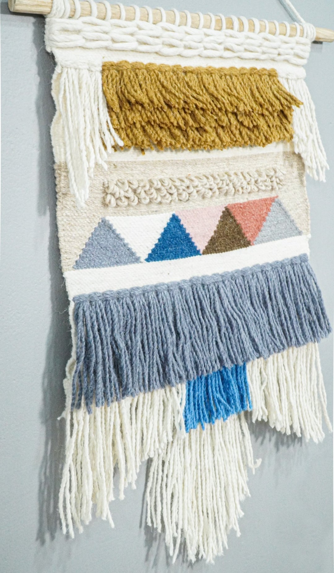 2x3 Wool Hand Woven Gray, White and Brown Boho Wall Hanging | WH5 - The Rug Decor