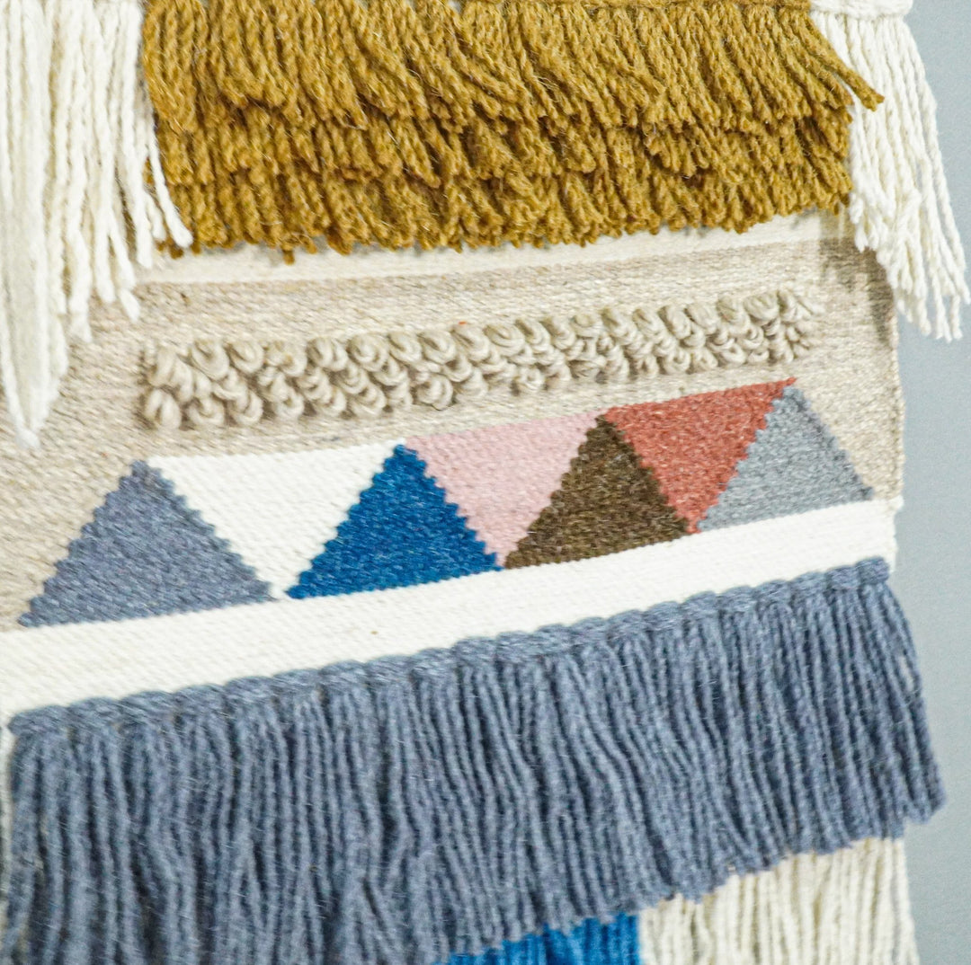 2x3 Wool Hand Woven Gray, White and Brown Boho Wall Hanging | WH5 - The Rug Decor