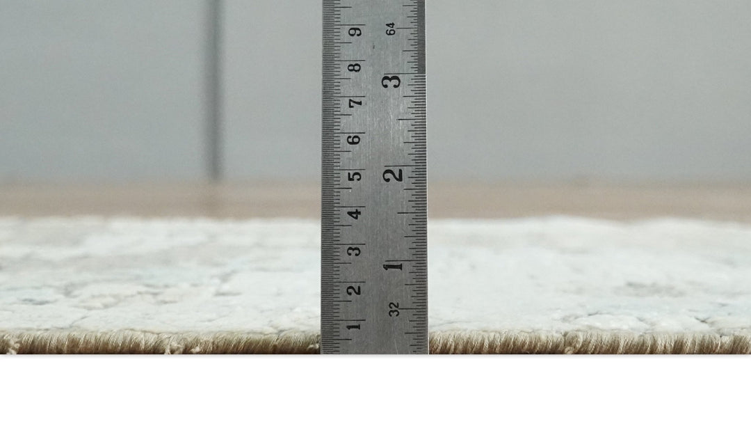 2x4 Beige, Silver and Blue Wool and Silk Hand Knotted traditional Vintage Antique Rug| N124 - The Rug Decor