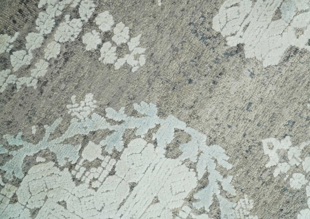 2x4 Beige, Silver and Blue Wool and Silk Hand Knotted traditional Vintage Antique Rug| N124 - The Rug Decor