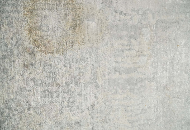 2x4 Entryway Modern Abstract Ivory and Gray Wool Rug Made with Art Silk - The Rug Decor