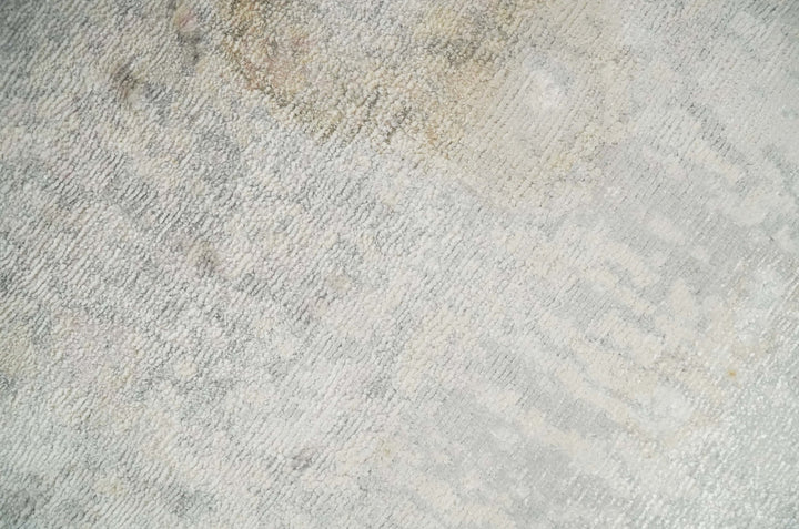 2x4 Entryway Modern Abstract Ivory and Gray Wool Rug Made with Art Silk - The Rug Decor