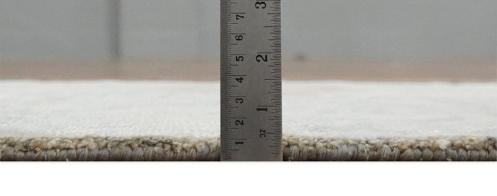 2x4 Entryway Modern Abstract Ivory and Gray Wool Rug Made with Art Silk - The Rug Decor