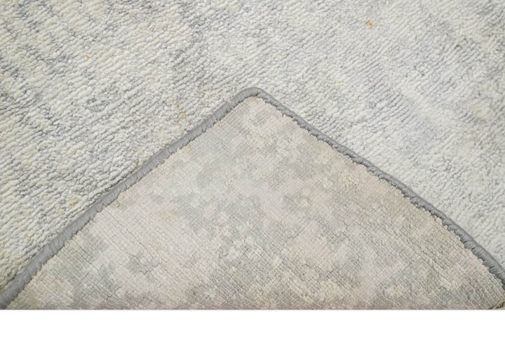 2x4 Entryway Modern Abstract Ivory and Gray Wool Rug Made with Art Silk - The Rug Decor