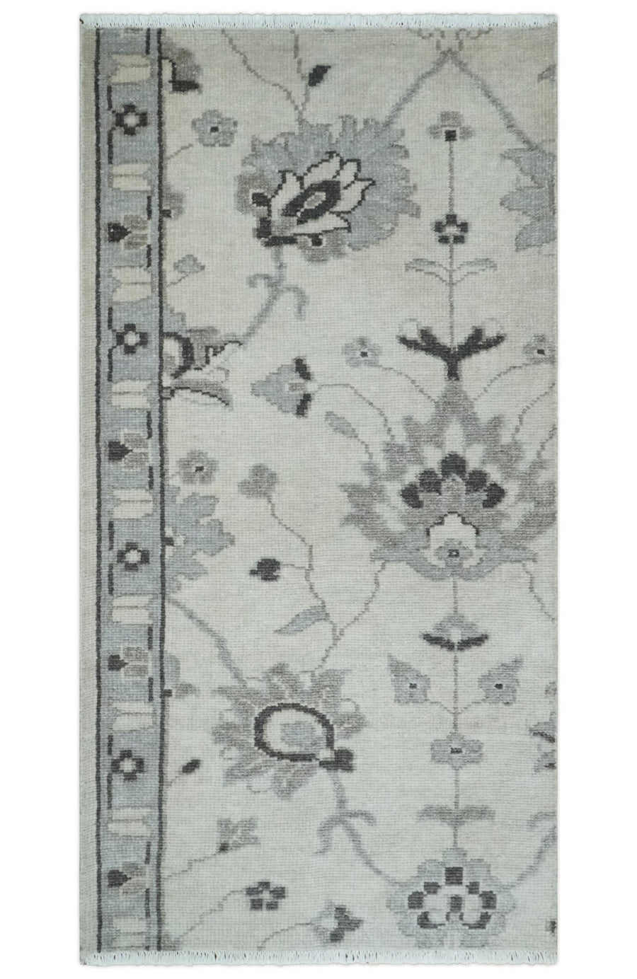 2x4 Hand Knotted Ivory and Silver Traditional Persian Oushak Wool Rug | N5224 - The Rug Decor