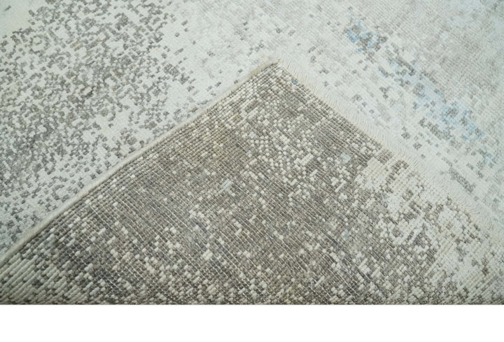 2x4 Modern Abstract Blue and Ivory Rug made with Art Silk| N4124 - The Rug Decor