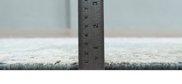 2x4 Modern Abstract Blue, Silver and Charcoal Hand Knotted Art Silk Rug| N8324 - The Rug Decor