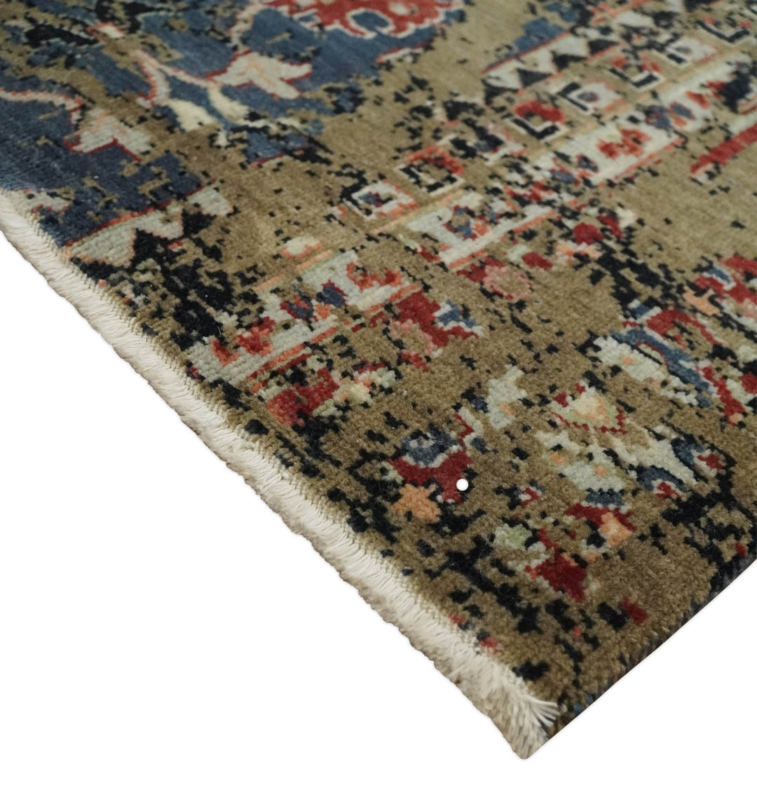 2x4 Modern Abstract Olive, Charcoal and Gray Wool Rug| N7524 - The Rug Decor