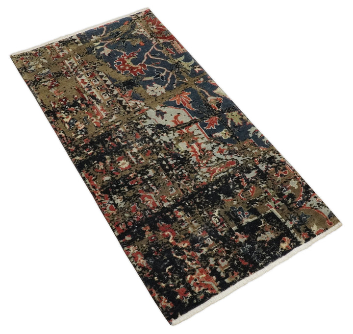 2x4 Modern Abstract Olive, Charcoal and Gray Wool Rug| N7524 - The Rug Decor