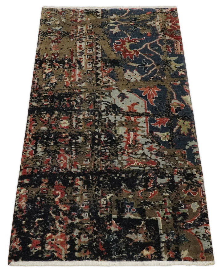 2x4 Modern Abstract Olive, Charcoal and Gray Wool Rug| N7524 - The Rug Decor