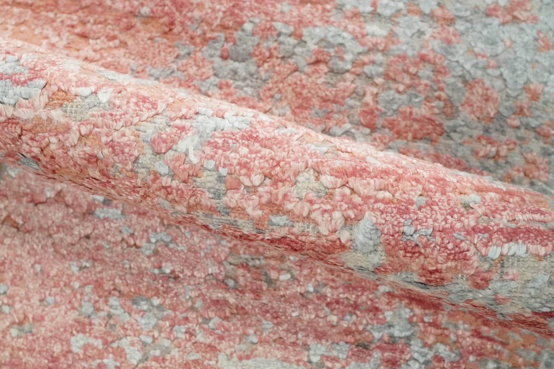 2x4 Modern Abstract Peach and Gray Rug made with Art Silk| N4024 - The Rug Decor