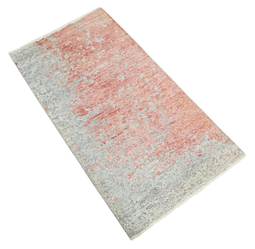 2x4 Modern Abstract Peach and Gray Rug made with Art Silk| N4024 - The Rug Decor