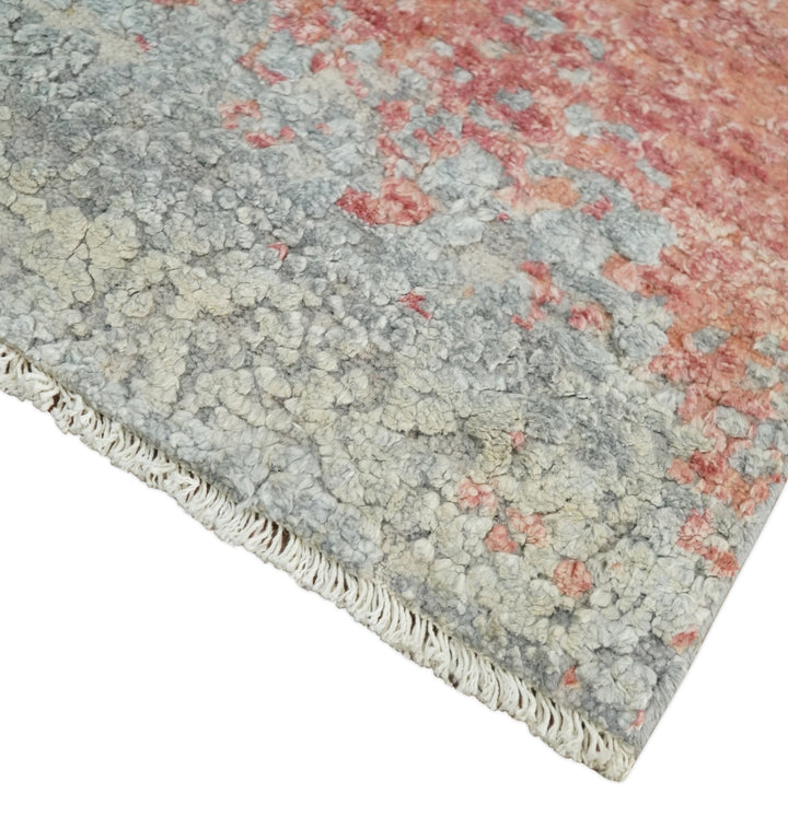2x4 Modern Abstract Peach and Gray Rug made with Art Silk| N4024 - The Rug Decor