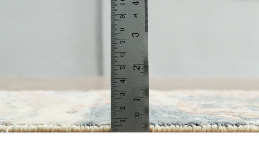 2x4 Modern Abstract Peach, Gray, Ivory and Blue Rug made with Art Silk| N3924 - The Rug Decor