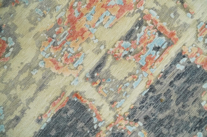 2x4 Modern Abstract Peach, Gray, Ivory and Blue Rug made with Art Silk| N3924 - The Rug Decor