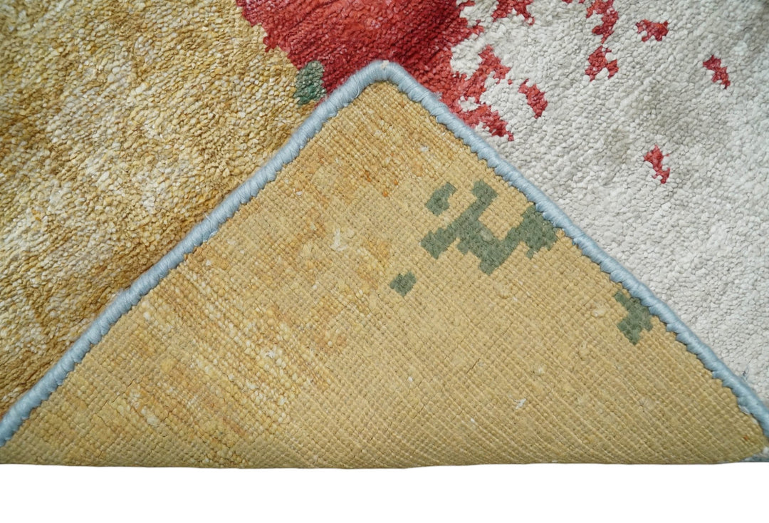 2x4 Modern Multicolor Wool and Silk Hand Knotted Rug| N624 - The Rug Decor