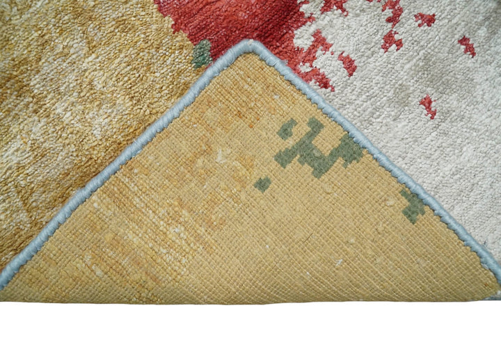 2x4 Modern Multicolor Wool and Silk Hand Knotted Rug| N624 - The Rug Decor