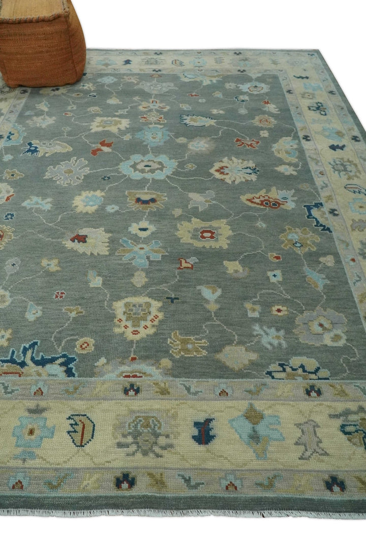 3x5, 4x6, 5x8, 6x9, 8x10 and 9x12 Hand Knotted Oushak Gray and Beige Traditional Antique Persian Wool Area Rug | NT25 - The Rug Decor