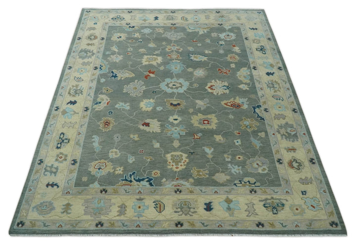 3x5, 4x6, 5x8, 6x9, 8x10 and 9x12 Hand Knotted Oushak Gray and Beige Traditional Antique Persian Wool Area Rug | NT25 - The Rug Decor