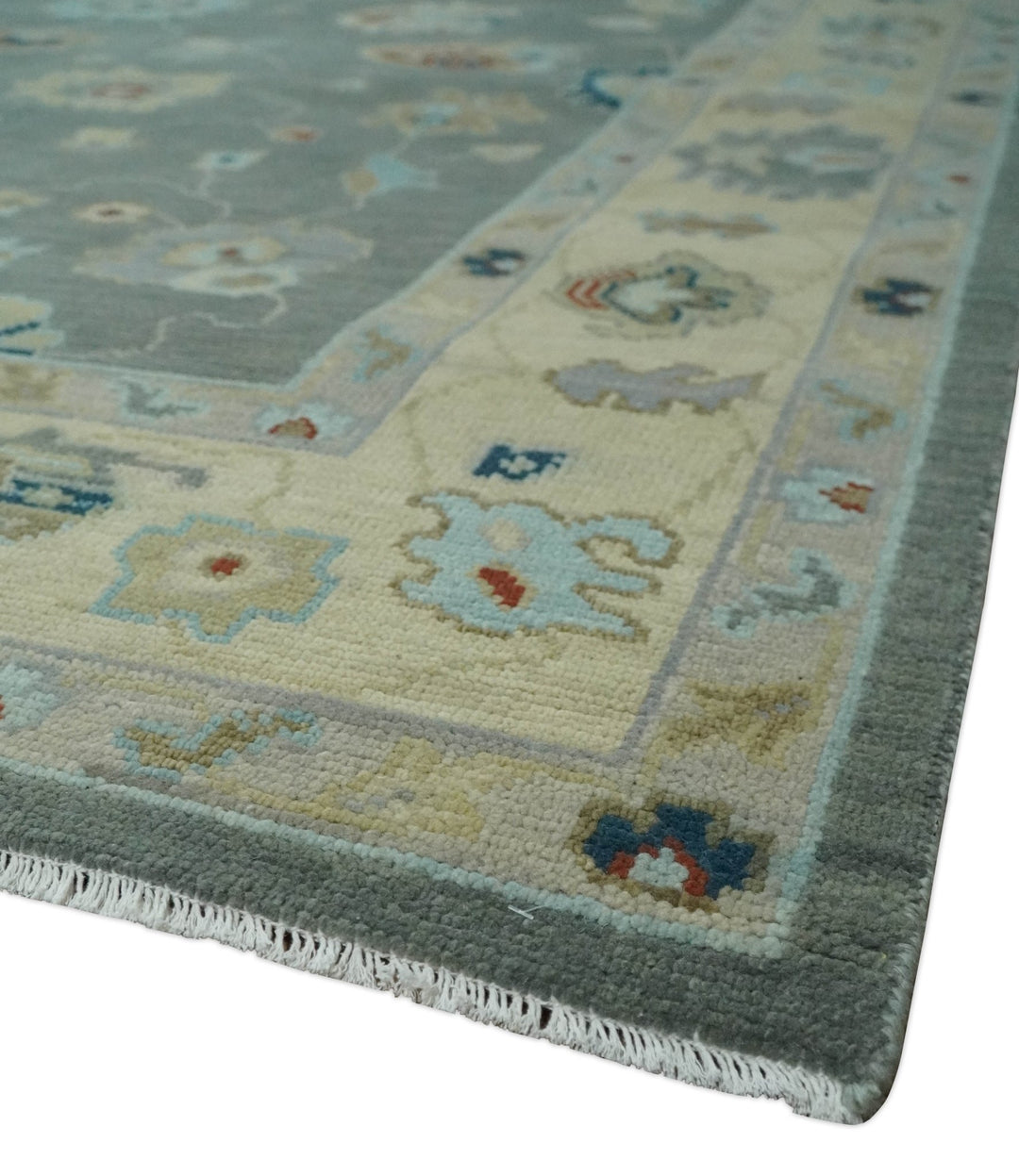 3x5, 4x6, 5x8, 6x9, 8x10 and 9x12 Hand Knotted Oushak Gray and Beige Traditional Antique Persian Wool Area Rug | NT25 - The Rug Decor