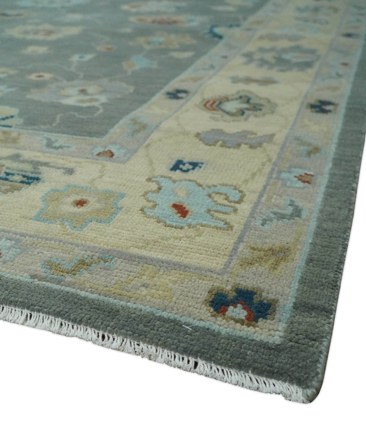3x5, 4x6, 5x8, 6x9, 8x10 and 9x12 Hand Knotted Oushak Gray and Beige Traditional Antique Persian Wool Area Rug | NT25 - The Rug Decor
