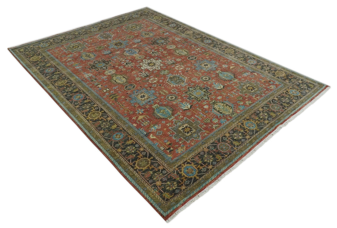 3x5, 4x6 and 10x14 Rust, Charcoal and Beige Hand Knotted Antique Serapi Wool Area Rug - The Rug Decor