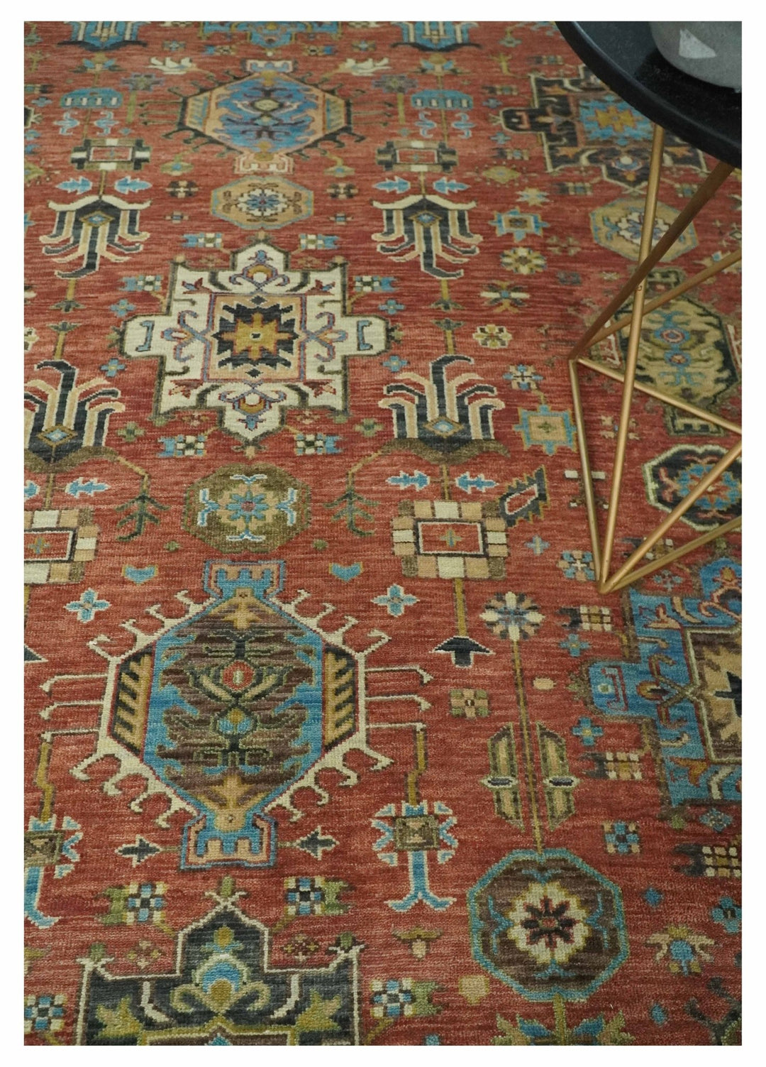 3x5, 4x6 and 10x14 Rust, Charcoal and Beige Hand Knotted Antique Serapi Wool Area Rug - The Rug Decor