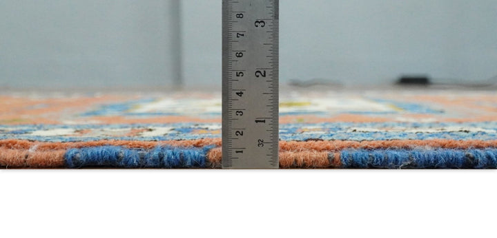 3x5 Rust and BIue Wool Hand Knotted traditional Vintage Antique Southwestern Tribal Kazak | TRDCP38135 - The Rug Decor