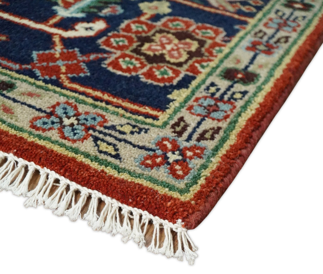 3x5,4x6, 5x8, 8x10, 9x12 and 12x15 Rust and Blue Hand Knotted Traditional Antique Persian Design Wool Rug | TRDCP385810 - The Rug Decor