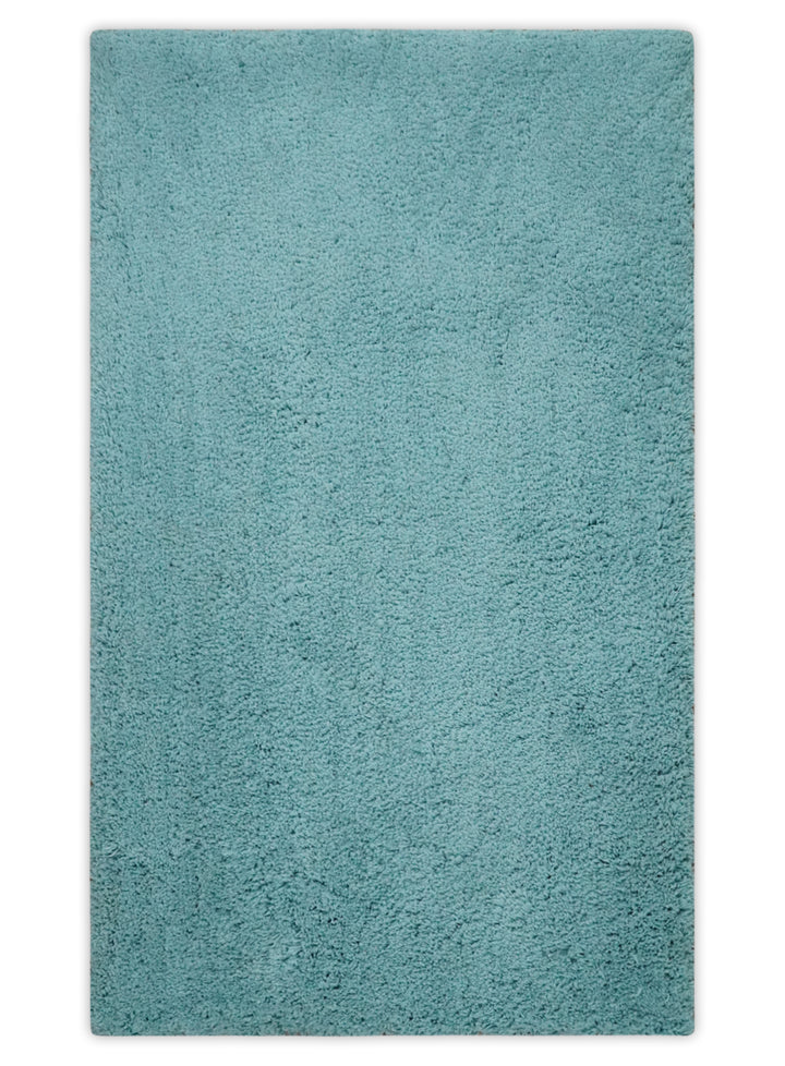 Solid Plush and Soft 3x5, 4x6 and 5x7 Hand Woven Shag Teal Area Rug