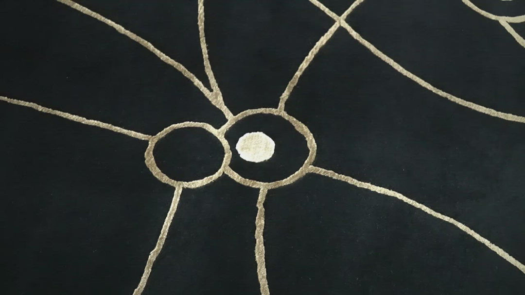 Modern 6x8 Black and Gold Wool and Silk Hand Woven Rug | HL3