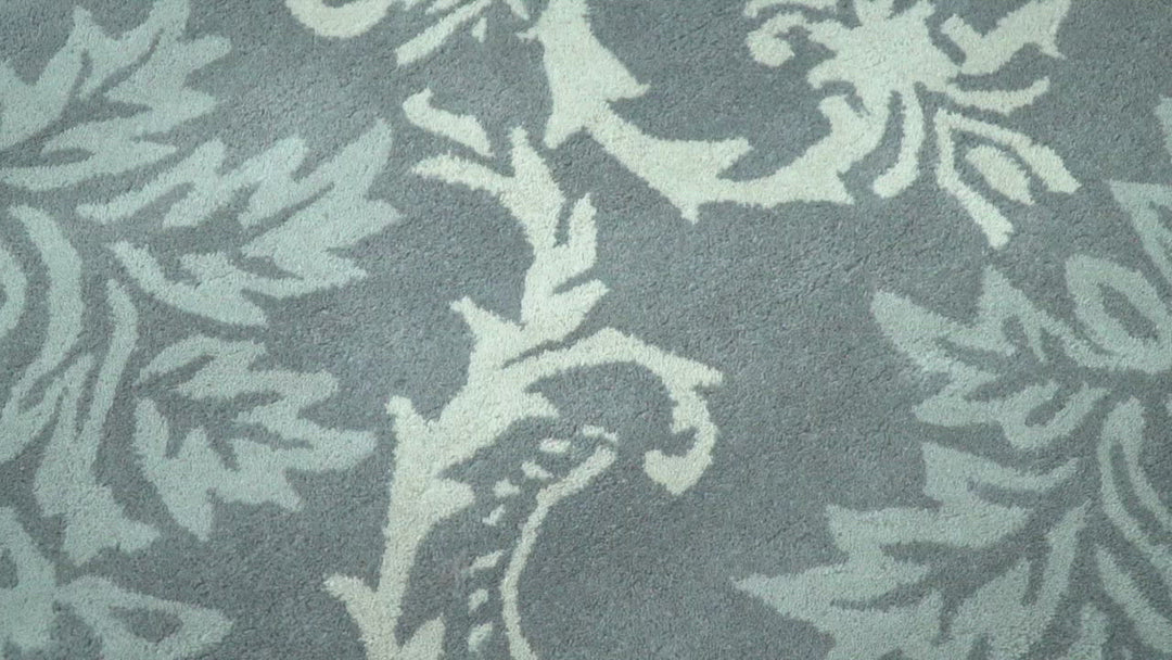 Hand Tufted Ivory, Gray and Blue Contemporary Design Wool Area Rug